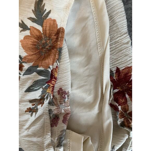 American Eagle Romper Jumpsuit Womens M Boho Floral Smocked Peasant Prairie - Picture 8 of 13